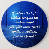 trendy Retro boho Drehbuch blauer Wald personalisi Button (Vorderseite)