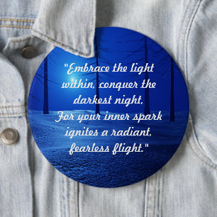 trendy Retro boho Drehbuch blauer Wald personalisi Button