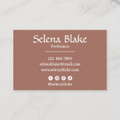 Trendy Retro Boho - Moderne Braun und Weiß Visitenkarte (Rückseite)