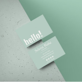 Trendy Retro Boho - Moderne Grün und Weiß Visitenkarte