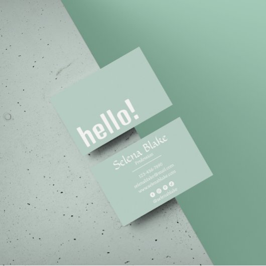 Trendy Retro Boho - Moderne Grün und Weiß Visitenkarte