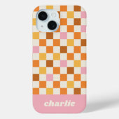 Trendy Retro Checkerboard Monogramm Case-Mate iPhone Hülle (Rückseite)