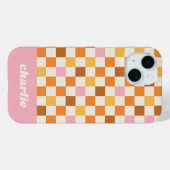 Trendy Retro Checkerboard Monogramm Case-Mate iPhone Hülle (Rückseite (Horizontal))