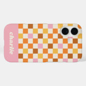 Trendy Retro Checkerboard Monogramm Case-Mate iPhone Hülle (Rückseite (Horizontal))