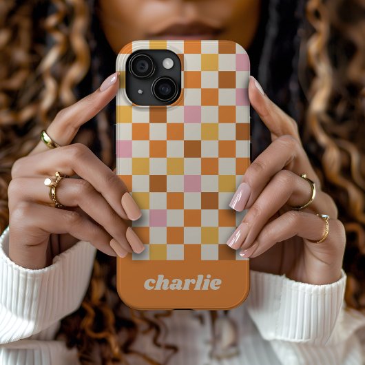 Trendy Retro Checkerboard Monogramm Case-Mate iPhone Hülle