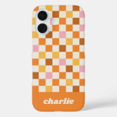 Trendy Retro Checkerboard Monogramm Case-Mate iPhone Hülle (Rückseite)