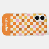 Trendy Retro Checkerboard Monogramm Case-Mate iPhone Hülle (Rückseite (Horizontal))
