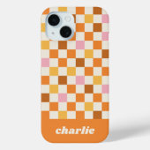 Trendy Retro Checkerboard Monogramm Case-Mate iPhone Hülle (Rückseite)