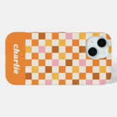 Trendy Retro Checkerboard Monogramm Case-Mate iPhone Hülle (Rückseite (Horizontal))