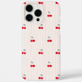 Trendy Retro Coquette Red Cherries Pinstripe Case-Mate iPhone Hülle (Rückseite)