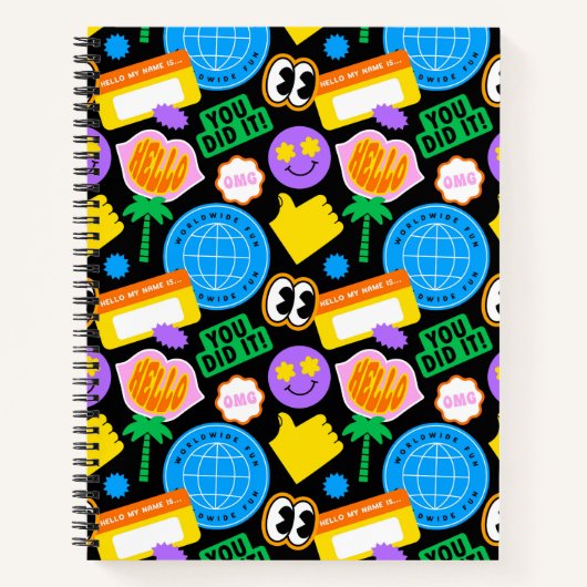 Trendy Retro Design Notebook Notizblock (Vorderseite)