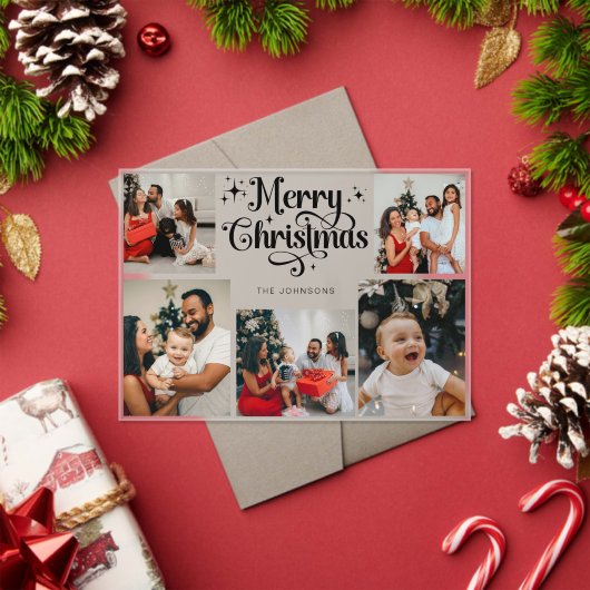 Trendy Retro Family Photo Collage Christmas Card Acryleinladungen (Insitu (Feiertag))