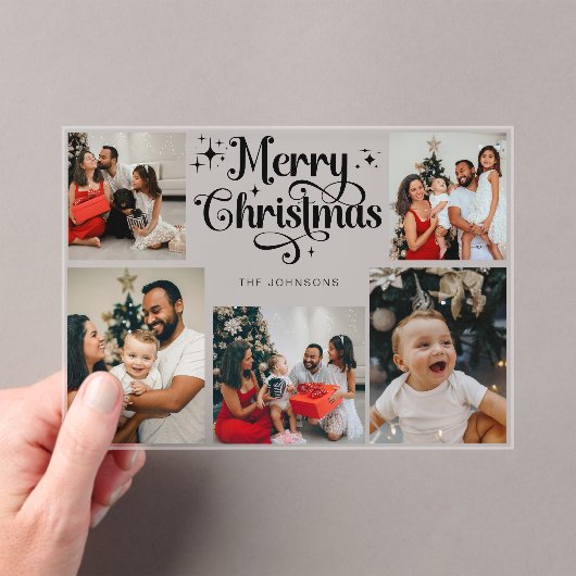 Trendy Retro Family Photo Collage Christmas Card Acryleinladungen (Insitu (Handheld))