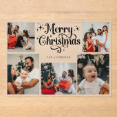 Trendy Retro Family Photo Collage Christmas Card Acryleinladungen (Vorderseite)
