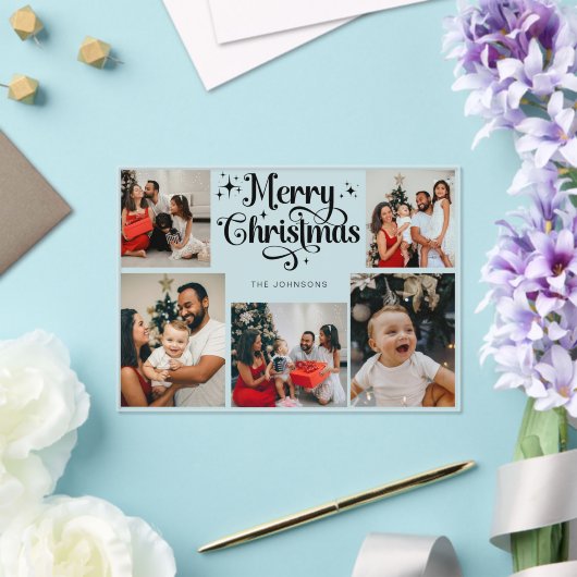 Trendy Retro Family Photo Collage Christmas Card Acryleinladungen (In Situ (Hochzeit))