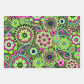 Trendy Retro Floral Pattern - farbenfroh Geschenkpapier Set (Vorderseite 3)