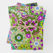 Trendy Retro Floral Pattern - farbenfroh Geschenkpapier Set (Beispiel)