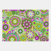 Trendy Retro Floral Pattern - farbenfroh Geschenkpapier Set (Vorderseite)