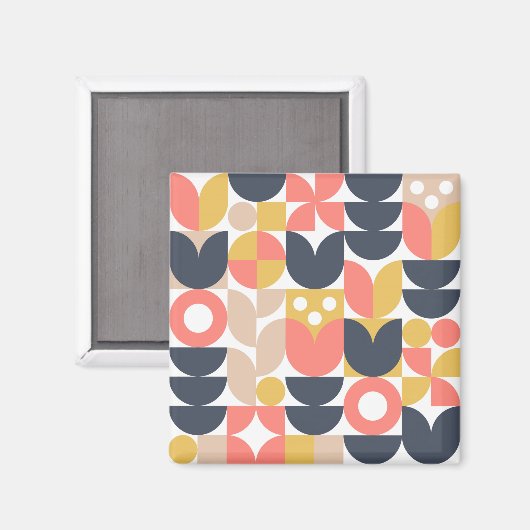 Trendy Retro Floral Pattern Magnet (Vorderseite/Rückseite)