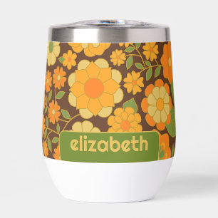Trendy Retro Floral Pattern mit Namensblock