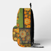 Trendy Retro Floral Pattern mit Namensblock Bedruckter Rucksack (Rechts)