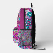 Trendy Retro Floral Pattern mit Namensblock Bedruckter Rucksack (Rechts)