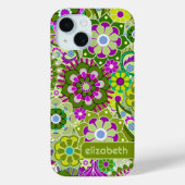 Trendy Retro Floral Pattern mit Namensblock Case-Mate iPhone Hülle (Rückseite)