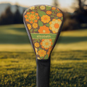 Trendy Retro Floral Pattern mit Namensblock Golf Headcover