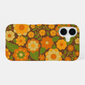 Trendy Retro Floral Pattern mit Namensblock iPhone 16 Hülle (Rückseite (Horizontal))