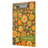 Trendy Retro Floral Pattern mit Namensblock Klemmbrett (Links)