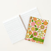 Trendy Retro Floral Pattern mit Namensblock Notizblock (Innenseite)