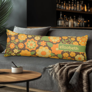 Trendy Retro Floral Pattern mit Namensblock Seitenschläferkissen