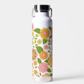 Trendy Retro Floral Pattern mit Namensblock Trinkflasche (Vorne)