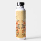 Trendy Retro Floral Pattern mit Namensblock Trinkflasche (Rechts)