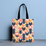 Trendy Retro Floral Pattern Tasche<br><div class="desc">Dieses elegante Retro-Design zeichnet sich durch ein geometrisches Blumenmuster in Pfirsich,  Safran,  dunkelgrau und beige auf weißem Hintergrund aus. #retro #chic #modern #floral #pattern #botanical #geometric #geometric #style #style #elegant #trendy #trendy #trendy #trendy #Tasche #bags #Tasche #handbags #accessoires #gips</div>