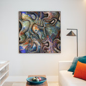 Trendy Retro Futuristic Marbled Waves Art Muster Poster