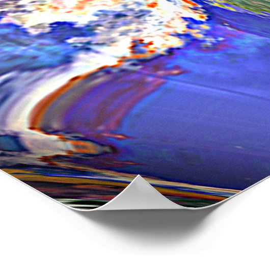 Trendy Retro Futuristic Marbled Waves Art Muster Poster (Ecke)