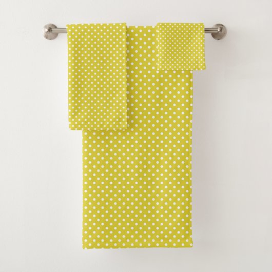 Trendy Retro Gold & White Polka Dots Muster Badhandtuch Set (Insitu)