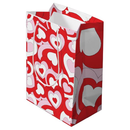 Trendy Retro Heart Geschenktasche Mittlere Geschenktüte (Rückseite Schrägansicht)