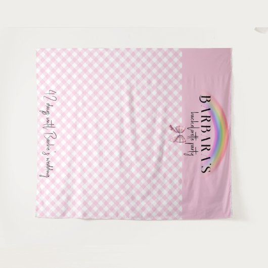 Trendy Retro Kariert Gingham Checkerboard Girly Pi Wandteppich (Vorderseite (Horizontal))