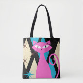 Trendy Retro Mitte Jahrhundert Moderne Coole Katze Tasche (Vorderseite)
