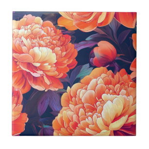Trendy Retro Peonies Keramik Tiles for Bath Accen Fliese
