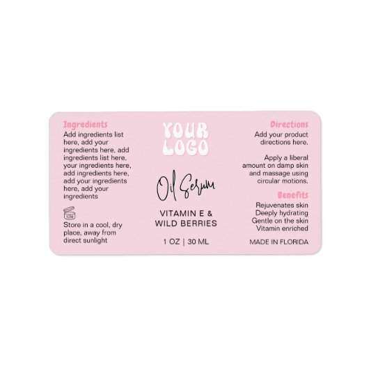 Trendy Retro Pink 1 OZ 30ml Dropper Bottle Adressaufkleber (Vorne)