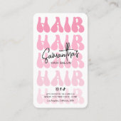 Trendy Retro Pink Girly Hair Extensions Aftercare Visitenkarte (Rückseite)