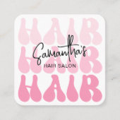 Trendy Retro Pink Hair Stylist Salon Chic Modern Quadratische Visitenkarte (Vorderseite)