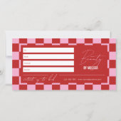 Trendy Retro Pink & Red Spa Salon Gift Certificate (Rückseite)