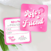 Trendy Retro Pink Verleih einen Freund Lash Salon  Empfehlungskarte