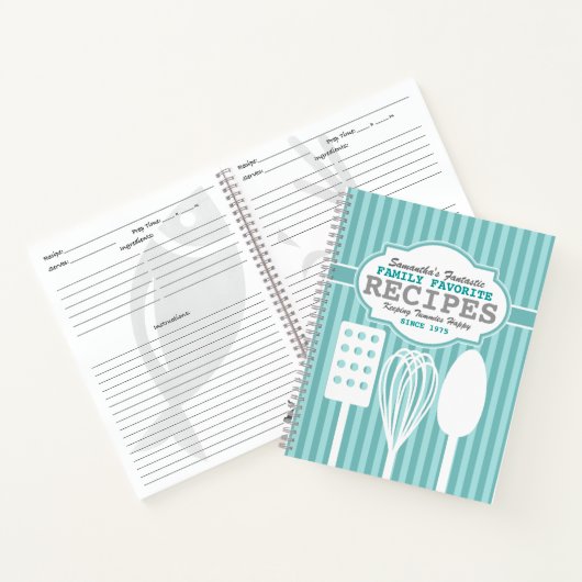 Trendy Retro Rezepte Personalisiert Notizblock (Innenseite)