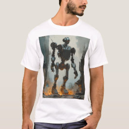 Trendy Retro Roboter Grafik-Abschlag T-Shirt