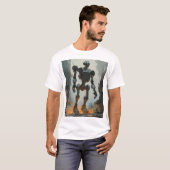 Trendy Retro Roboter Grafik-Abschlag T-Shirt (Vorne ganz)